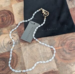 All Saints 8–8.5mm Freshwater Pearl Collar Necklace + Logo Dust Bag Nwt ❤️